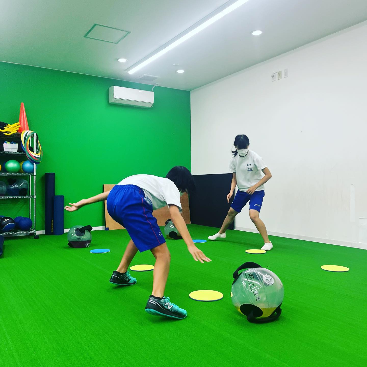 フィジカルテストの練習中