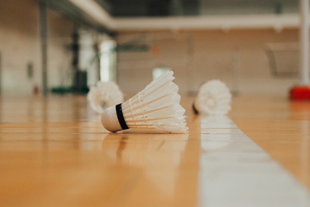 体育館とバドミントンのはね