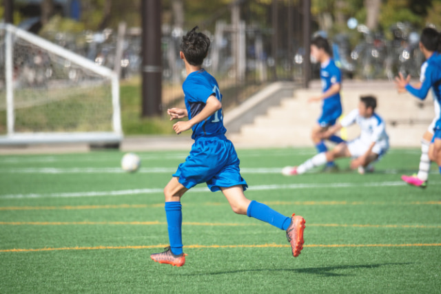 サッカーの試合中